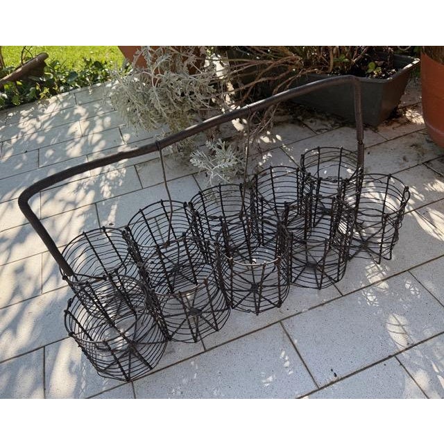 1920s French Wire Wine Bottle Carrier Rare Find For Sale - Image 4 of 7