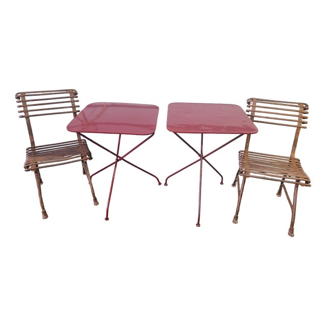 Garden Tables and Chairs, 1890s, Set of 4 For Sale