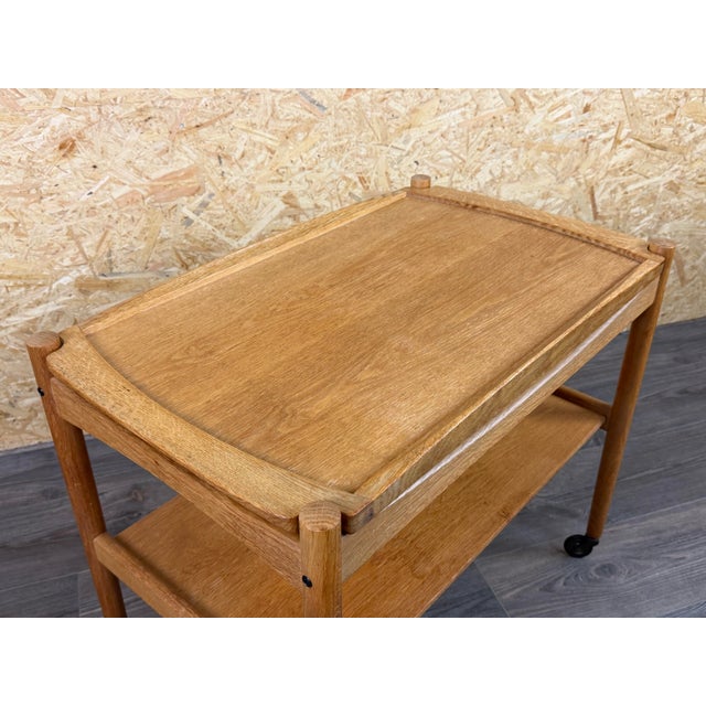 Wood Oak Serving Trolley with Tray by Poul Hundevad, Denmark, 1960s For Sale - Image 7 of 18