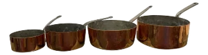 French Four Copper Pots in Different Sizes, 19th Century - Set of 4