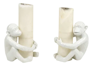 Mid-Century Monkey Candleholders in Ceramic attributed to Vivai Del Sud, Italy, 1970s, Set of 2