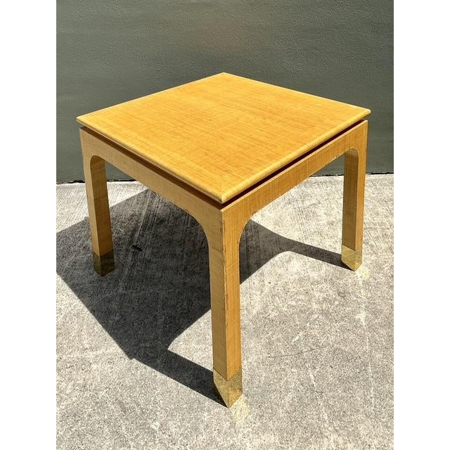 Wood Vintage Wrapped Grasscloth Game Table For Sale - Image 7 of 12
