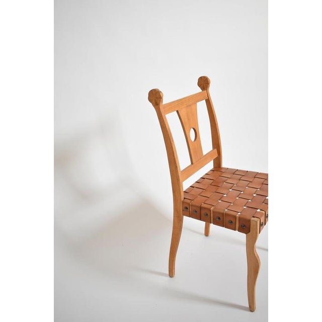 1970s Etruscan Oak and Leather Chairs, 1970s., Set of 2 For Sale - Image 5 of 6