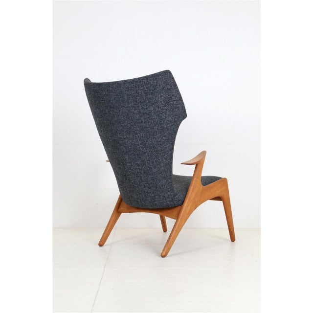 Kurt Østervig Oak Wing Chair attributed to Kurt Østervig for Rolschau Møbler, 1950s For Sale - Image 4 of 18