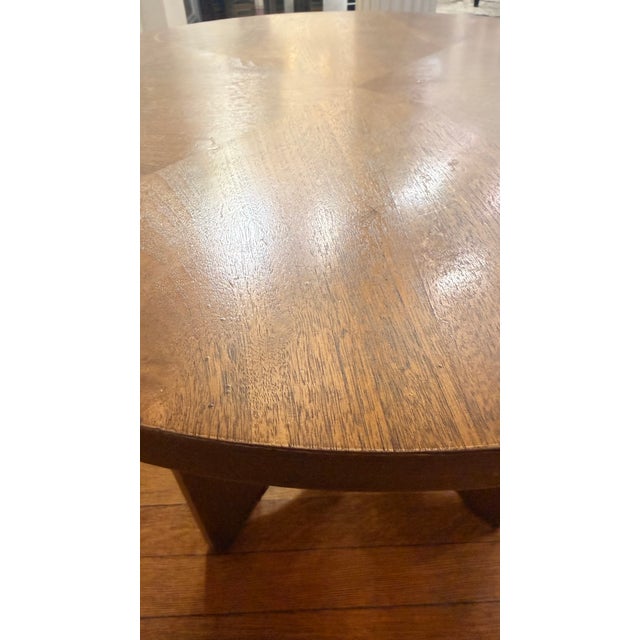 Brown 1960s Attributed to Broyhill Brasilia Mid-Century Modern Walnut Round Side Table, Sculptural Pedestal Base For Sale - Image 8 of 10
