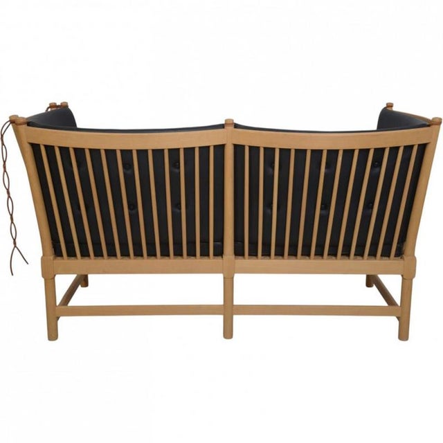 Spokeback Sofa in Black Leather by Børge Mogensen, 1988 For Sale - Image 16 of 18
