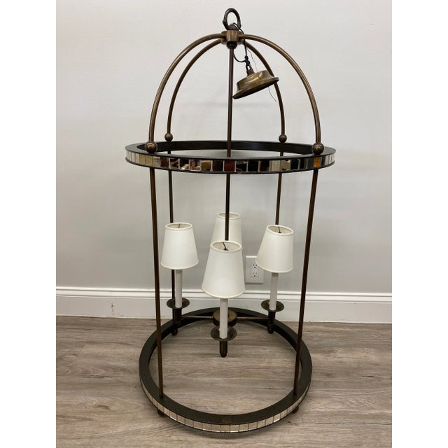 Baker Furniture “Thomas Pheasant Collection” Grande Bronze Venetian Lantern Chandelier For Sale - Image 9 of 9