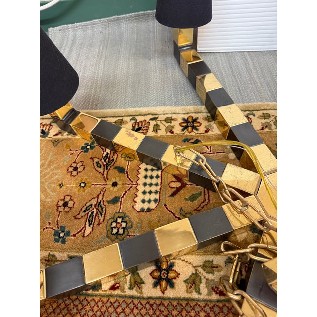 Black Custom Black + Gold Eight Light Chandelier For Sale - Image 8 of 12