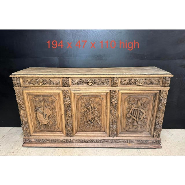 French Carved Oak Sideboard, 1860 For Sale - Image 9 of 16