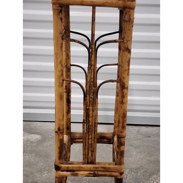 1970s Vintage Mid-Century Bamboo Tortoise Shell Plant Stand For Sale - Image 5 of 9