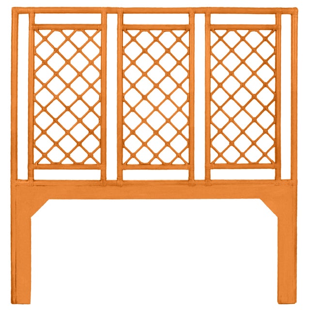 Coastal X & Diamond Platform Bed Queen, Citrus Orange For Sale - Image 3 of 7