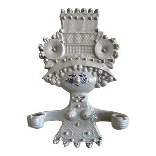 1970s Bjorn Wiinblad Mid Century Danish Faience Ceramics ic Wall Candle Sconce For Sale