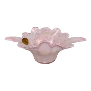 Vintage Italian Pink Art Glass Flared Candy Bowl