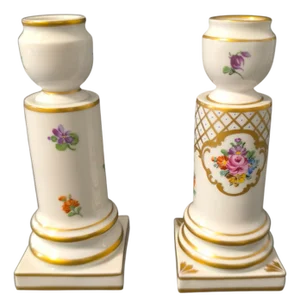 Porcelain Candlesticks with Scattered Flowers from Carl Thieme, Dresden, Saxony, Germany, 1960s, Set of 2