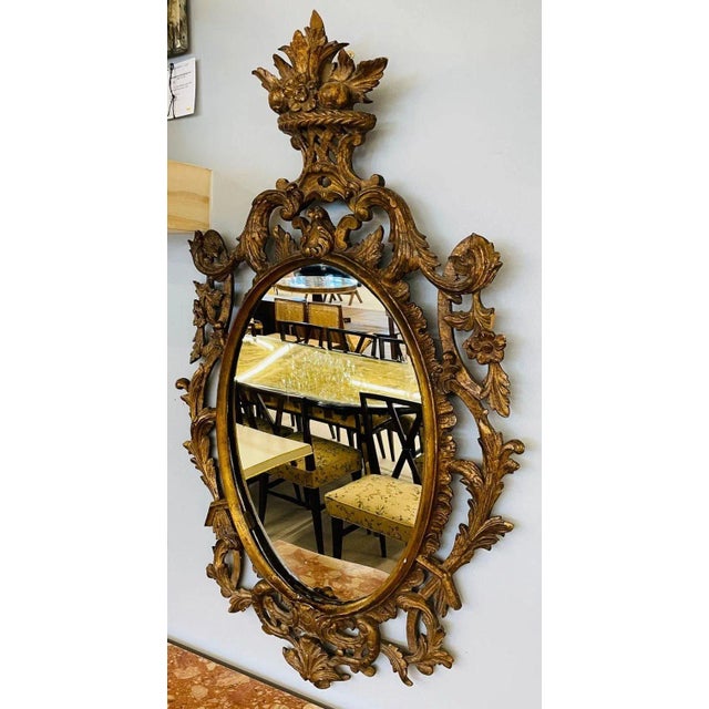 Single Giltwood Italian Floral Motif Mirror, Wall / Console / Pier, Italy, 1960s For Sale In New York - Image 6 of 13