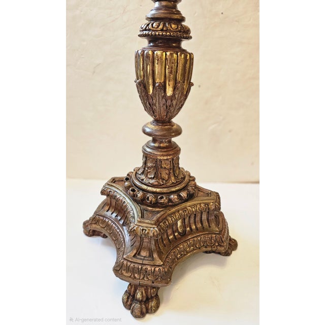 Gold Vintage Carved Giltwood Ornate Floor Lamp For Sale - Image 8 of 12