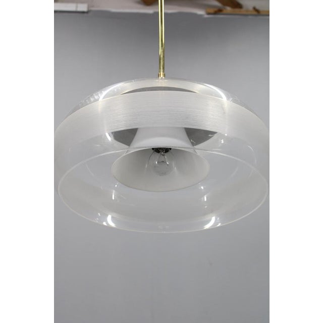 Mid-Century Italian Brass and Plastic Pendant Lamp, 1970s For Sale - Image 4 of 11