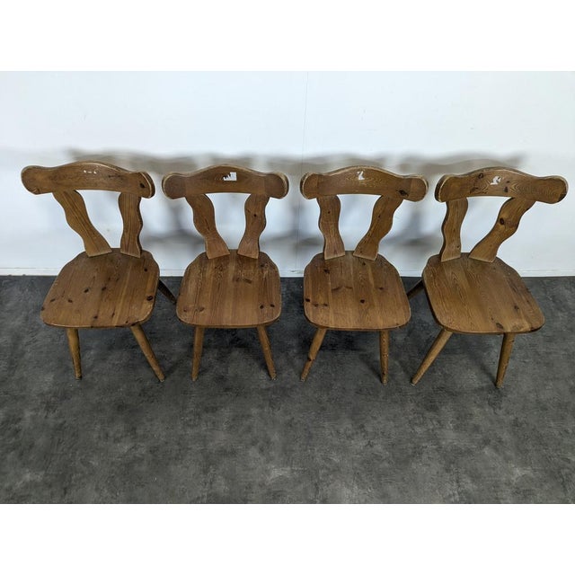 Vintage Chalet Pine Chairs, Set of 4 For Sale - Image 3 of 6