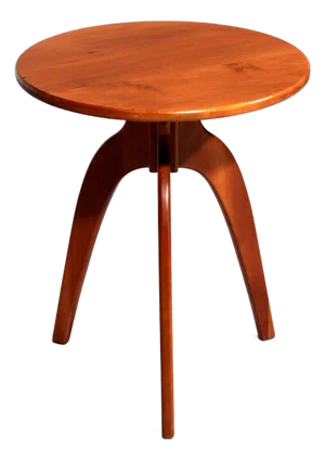 Italian Craftsmanship Round Walnut Side Table, 1960s
