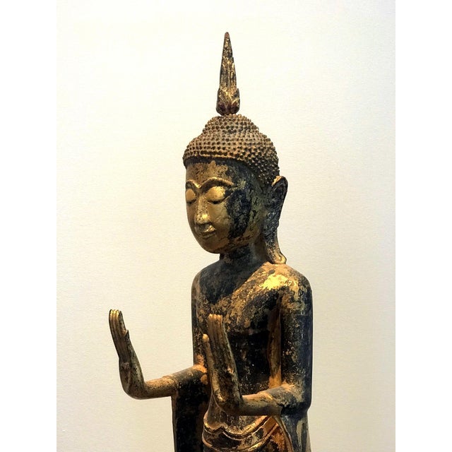 19th Century Antique Giltwood Buddha Statue Southeast Asia For Sale - Image 5 of 12