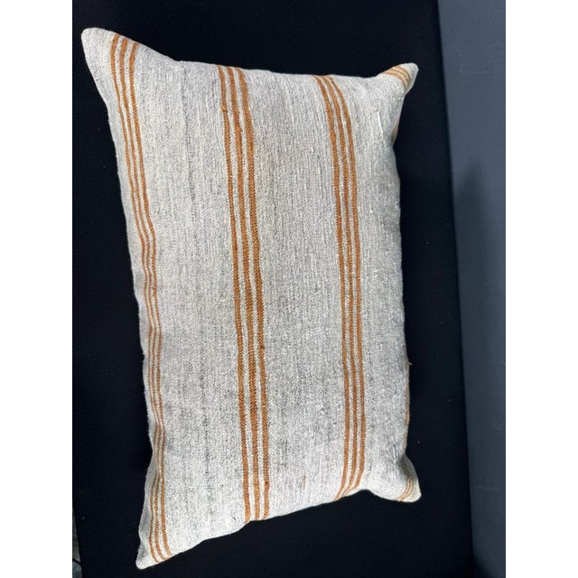 Turkish Hemp Pillow Cushion Natural Beige Rust Pillow Cushion Cover 16" x 24" #30139 Enhance your home decor with our...