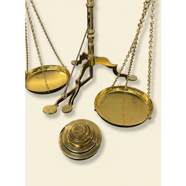 Antique English Doyle & Son Brass Merchant Balance Scale With Avery Weights For Sale In Dallas - Image 6 of 16