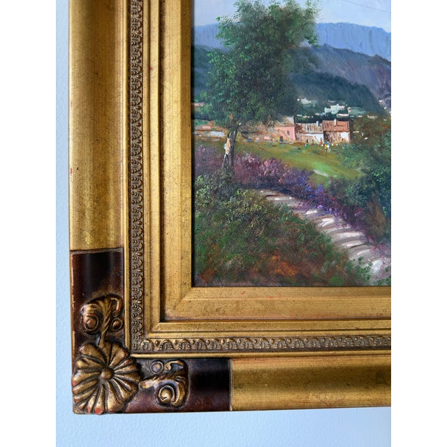 Wood Vintage Mediterranean Coastal Oil on Canvas Painting - Framed For Sale - Image 7 of 13
