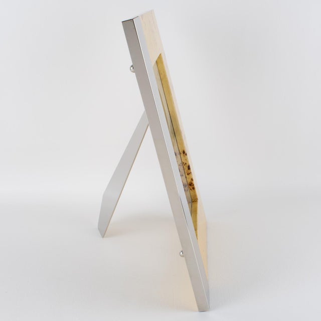 Milo Baughman Milo Baughman Modernist Burl Wood and Metal Picture Frame, circa 1960 For Sale - Image 4 of 12