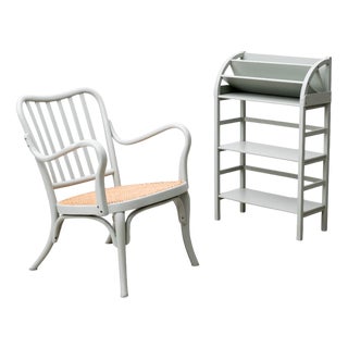 Armchair by Josef Frank for Thonet and Shelf from Fischel, 1930s, Set of 2 For Sale