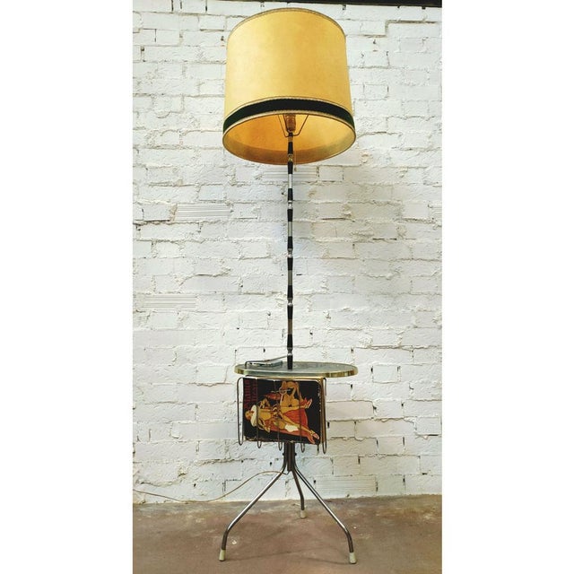Mid-Century Modern Mid-Century Lamp with Magazine Rack and Tray, 1950s For Sale - Image 3 of 8