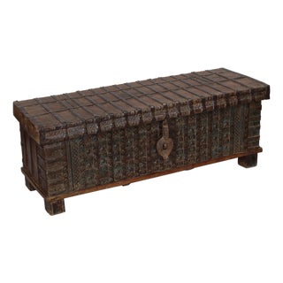 Antique Indian Teakwood Pitara Chest “Bed Bench” For Sale