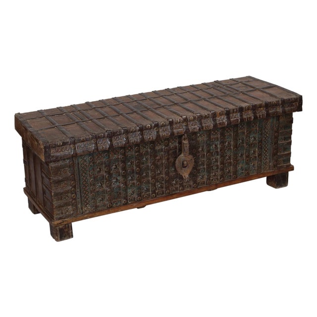 Antique Indian Teakwood Pitara Chest “Bed Bench” For Sale