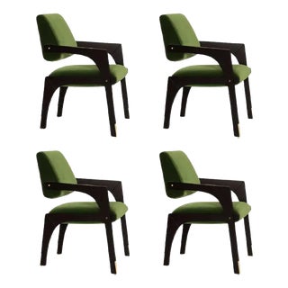 Arches Dining Chairs in Green Cotton Velvet from InsidherLand, Set of 4 For Sale
