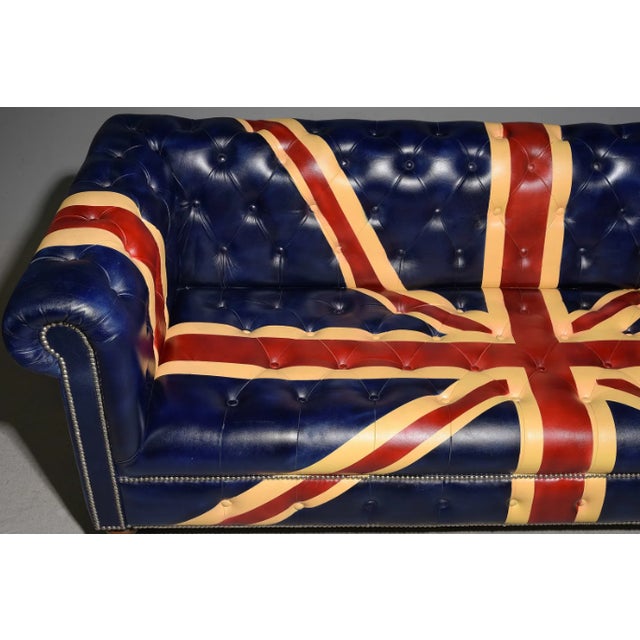 Custom Furniture Builders Union Jack Leather Chesterfield British/English Style Sofa For Sale - Image 4 of 4