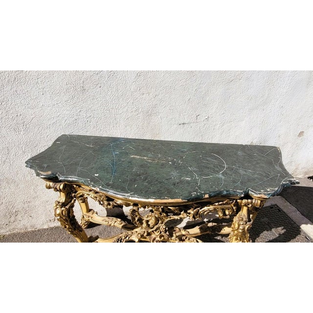 Large 18th Century Console Table with Lacquered and Gilded Wood For Sale - Image 9 of 18