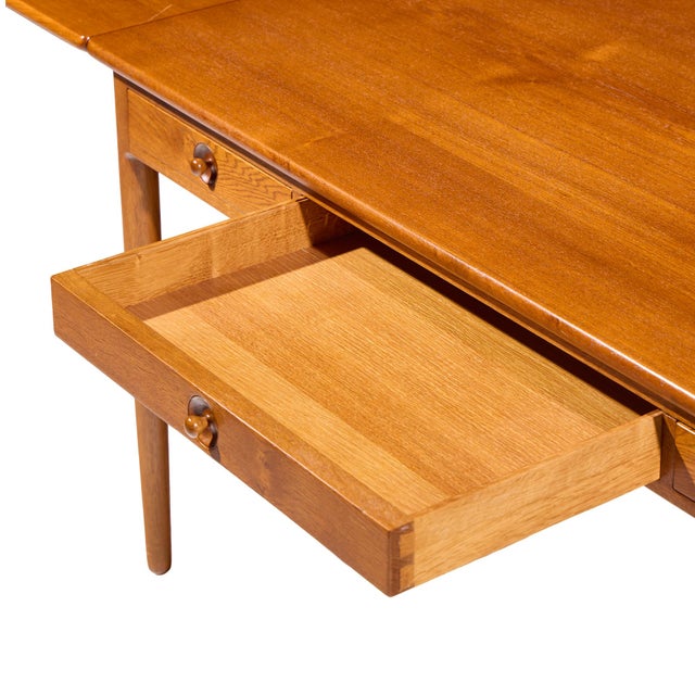 Hans Wegner for Andreas Tuck at-305 Mid Century Danish Teak Drop Side Desk For Sale - Image 11 of 13