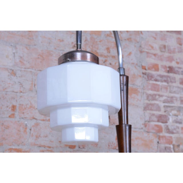 Brown Cubism Floor Lamp in Beech and Chrome-Plated Steel, 1920s For Sale - Image 8 of 12