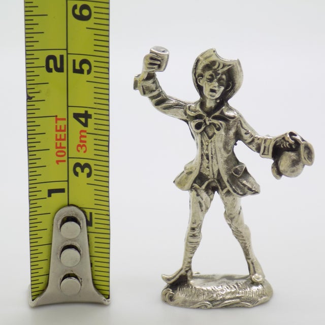 Vintage Italian Handmade Genuine Silver Renaissance Drinking Man Figurine For Sale - Image 9 of 9