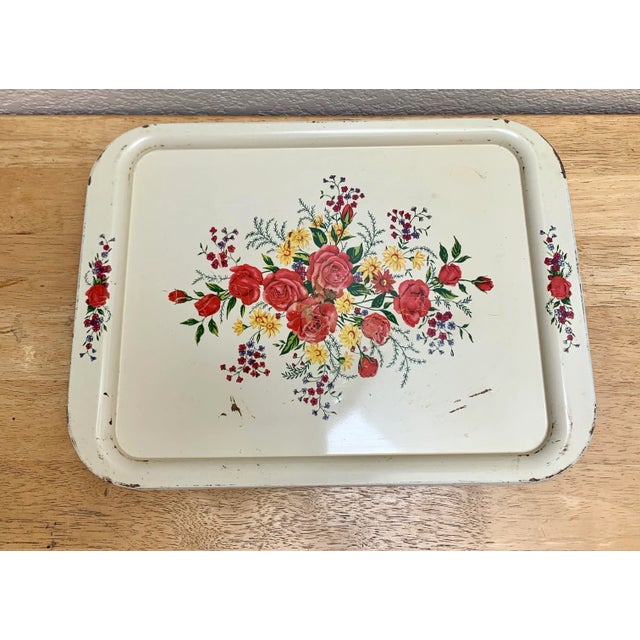 Set of Four Cottage Chic Large Floral Trays For Sale In Sacramento - Image 6 of 11