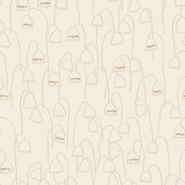 Contemporary Sample - Baby Bells Wallpaper by Susan Hable in Gold For Sale - Image 3 of 3