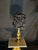 Metal Late 19th Century Ornate Gold Table Lamp With Black Textured Statement Shade For Sale - Image 7 of 12