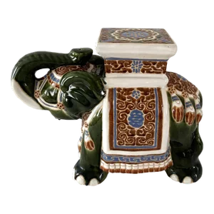Mid Century Ceramic Elephant Garden Stool