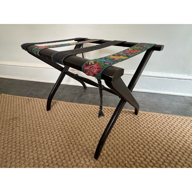 Beautiful vintage folding rack with straps made from a handmade wool belt in the ancient tradition of Guatemalan weavers....