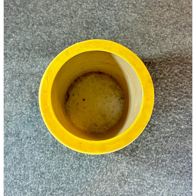 Late 19th Century Antique Chinese Yellow Glazed Cylindrical Brushpot For Sale - Image 5 of 6