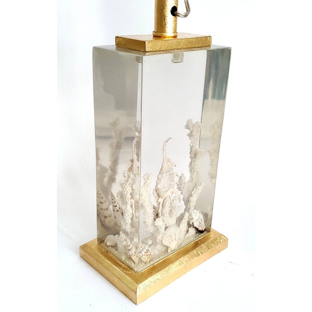 Metal Lamp Shells Seashells Lucite Aquarium & Shade For Sale - Image 7 of 9