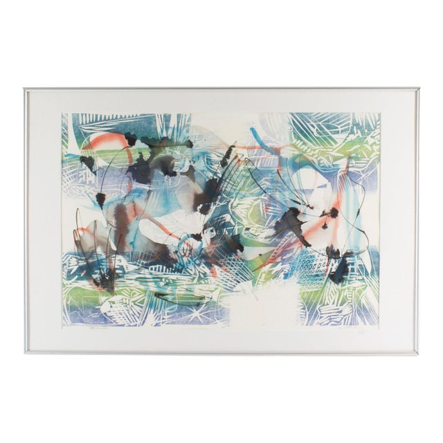 “Frozen Lake” Abstract Monoprint by Ed Funk For Sale