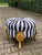 French 1990s French Louis XVI Gilded Ottoman Bench in Black & White Striped Velvet, Refinished For Sale - Image 3 of 10