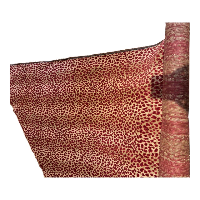 Schumacher Cranberry and Gold Leopard Print For Sale