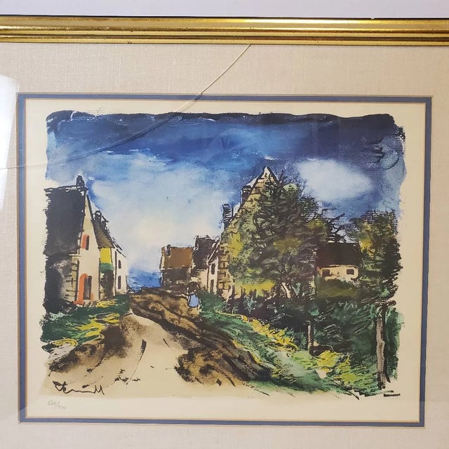 Modern Mid 20th Century Pair of Maurice De Vlaminck Limited Edition Village Road Prints — Framed, Numbered, Vintage French Editions For Sale - Image 3 of 17