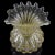 Glass Murano Vintage Clear Gold Flecks Bibbles Italian Art Glass Fan Shaped Scissor Cut Rim Flower Vase For Sale - Image 7 of 9